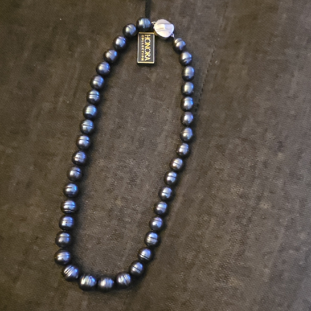 Honora Midnight Blue Pearl Necklace And Earring